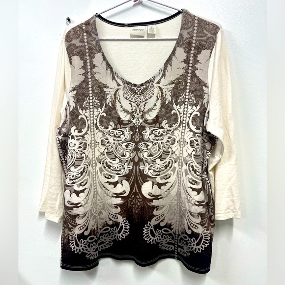 ZENERGY Elsie Beaded Paisley Top Chicos size 2 is US 12/L - Picture 3 of 10